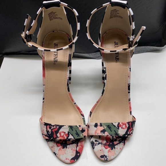 Black and White Stripe Multi Colour Sandals - Picture 2 of 6